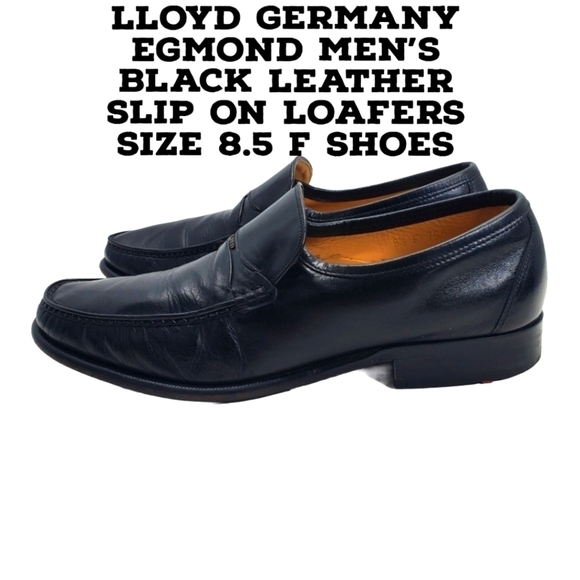 Lloyd Germany Egmond Men's Black Leather Slip On Loafers Size 8.5 F Shoes - Picture 1 of 15